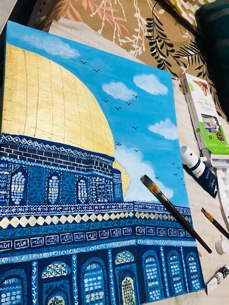 painting/Masjid-e-Aqsa painting/acrylic painting/handmade abstract 4