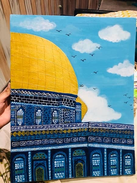 painting/Masjid-e-Aqsa painting/acrylic painting/handmade abstract 5