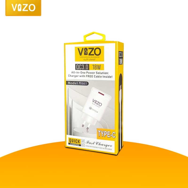 VIZO V007 Type C 18W Fast Charger With Free 1 Meter Charging Cable 0