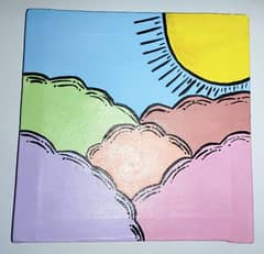 Vibrant Handmade Rainbow Sky Canvas: Bring Color to Your Walls!