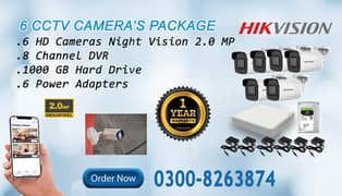 6 CCTV Cameras Pack Ultra HD Resolution (1 Year Warranty)