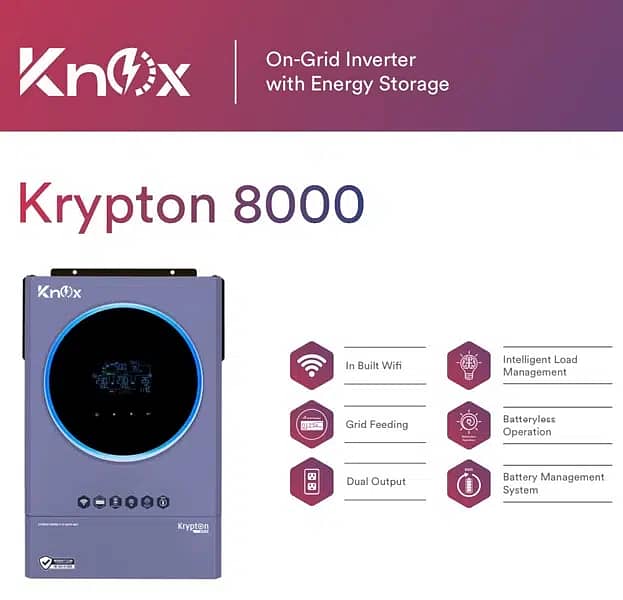 Knox Solar Hybrid Inverter Krypton Series 4,6,8,11kW WiFi BMS Dual O/P 2