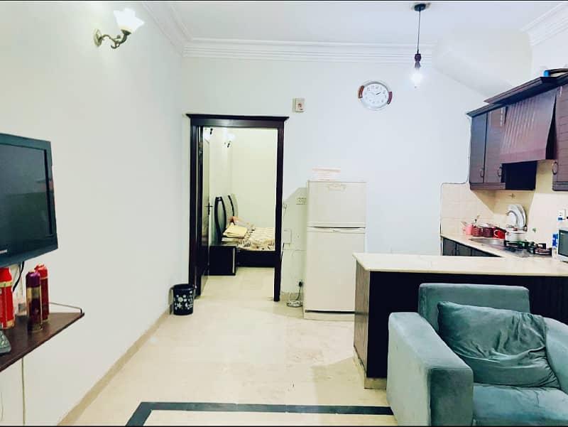 F-11 Markaz 1 Bed 1 Bath with Tv Lounge Kitchen Car Parking Available for Rent 3