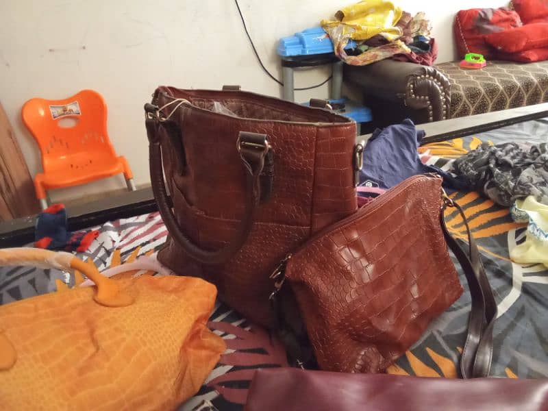 leather brown handbag 1