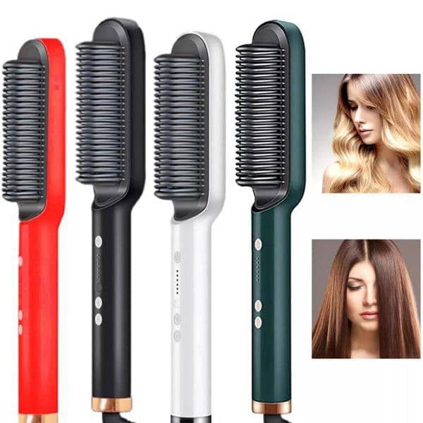 Electric Hair Straightener Brush For Straight and Curly Styling 2