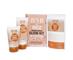BnB 3 in 1 brightening Glow kit - Rice Scrub Face Wash and Mask