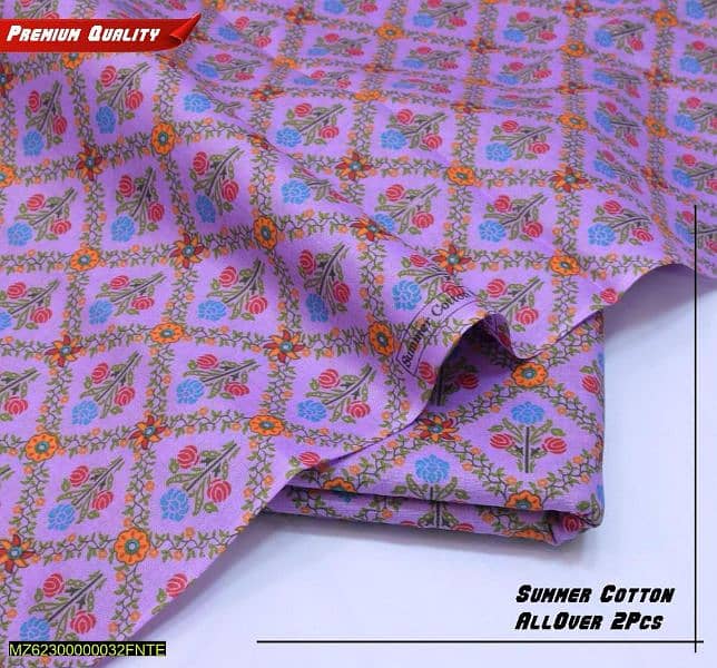 2 PC's Women Unstitiched Cotton Printed Suit #03088751067 4