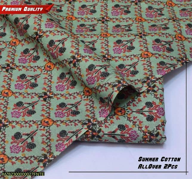 2 PC's Women Unstitiched Cotton Printed Suit #03088751067 8