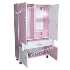 Pink & White D2 6x4 Feet Wooden Center Drawer Cupboard