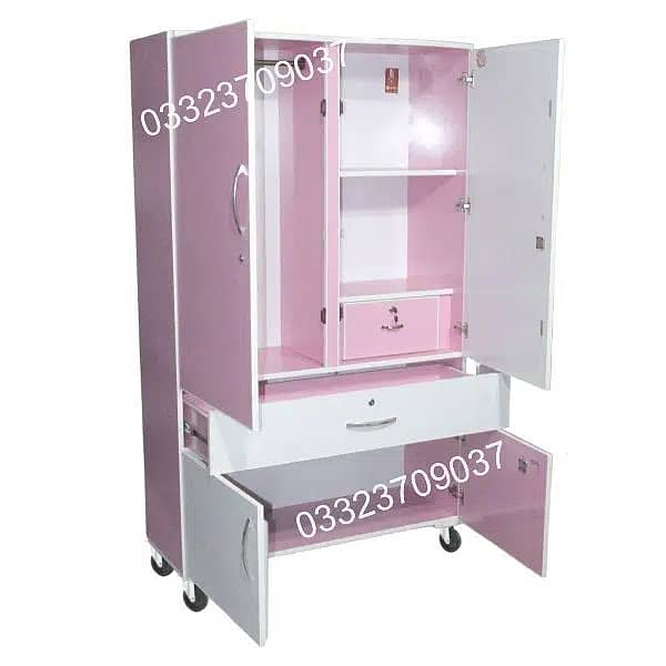 Pink & White D2 6x4 Feet Wooden Center Drawer Cupboard 0