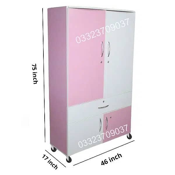 Pink & White D2 6x4 Feet Wooden Center Drawer Cupboard 1