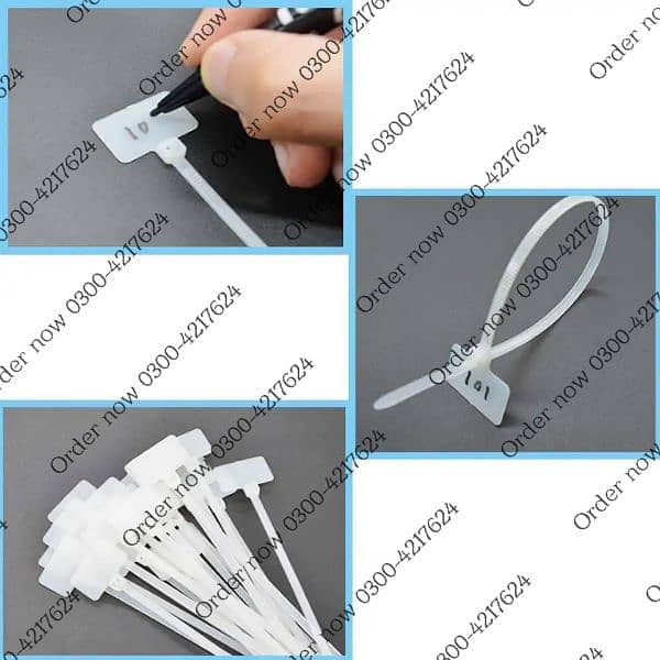 100x White Zip Ties Network Cable Write Wire Power Cable Label M 2