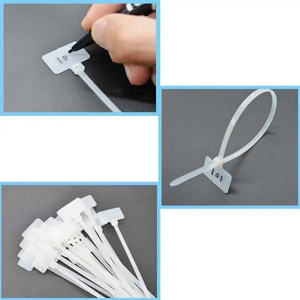 100x White Zip Ties Network Cable Write Wire Power Cable Label M 11