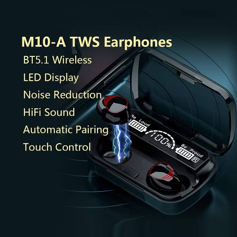 M10 TWS Wireless Earbuds: with super sound high quality, Touch Control 6