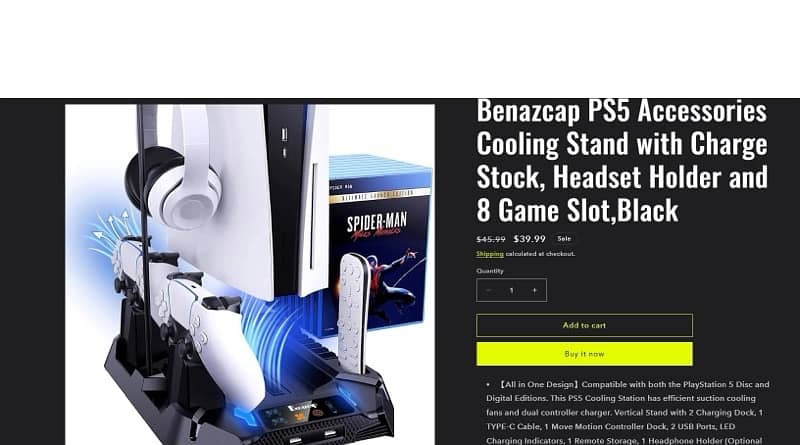 PS5 cooling station with dual controller charger 9