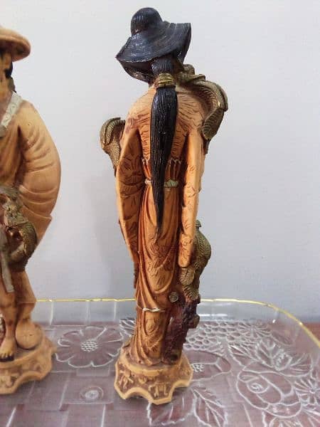 vintage oriental  statues  Chinese man and woman 6