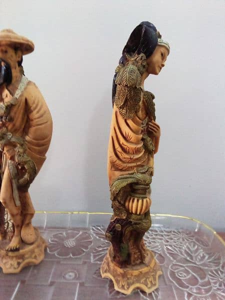 vintage oriental  statues  Chinese man and woman 7