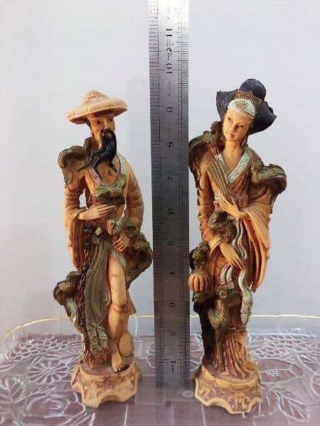 vintage oriental  statues  Chinese man and woman 8