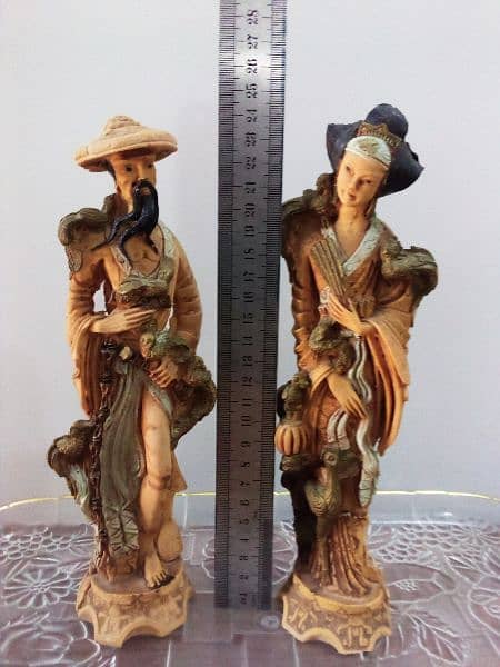 vintage oriental  statues  Chinese man and woman 10