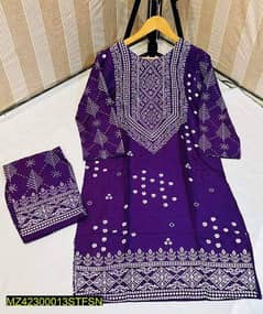 2 PCs woman,s stitched Arabic lawn printed chunri suit