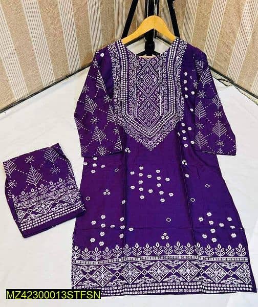 2 PCs woman,s stitched Arabic lawn printed chunri suit 0
