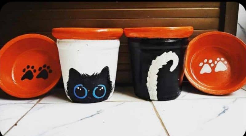 beautiful hand painted pots (4,5,6 & 8 inches) 5