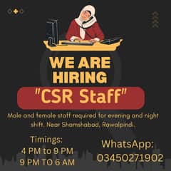 Male and Female CSR Required in Shamsabad Rawalpindi