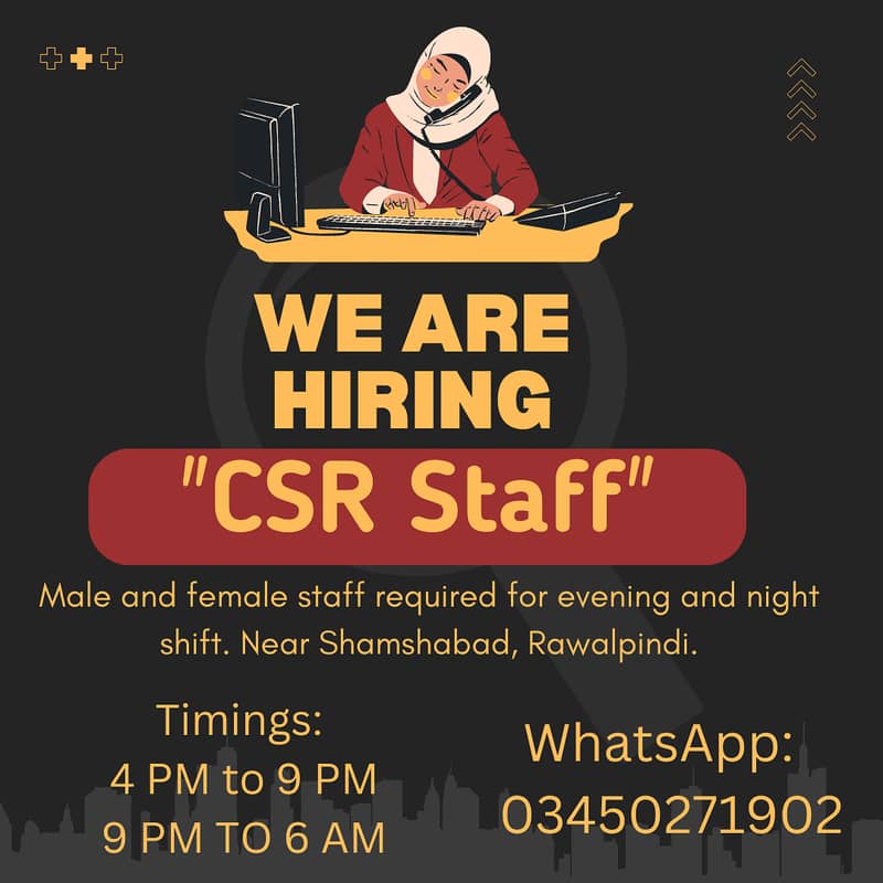 Male and Female CSR Required in Shamsabad Rawalpindi 0