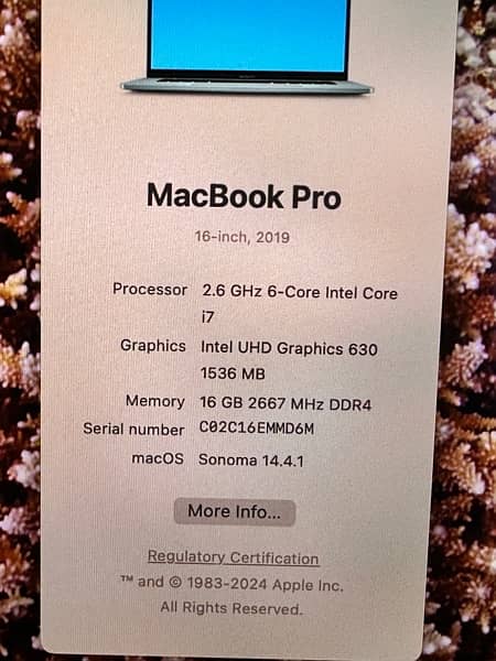 Apple MacBook Pro 2019 16GB/512 SSD Core i7 16’. inches 10