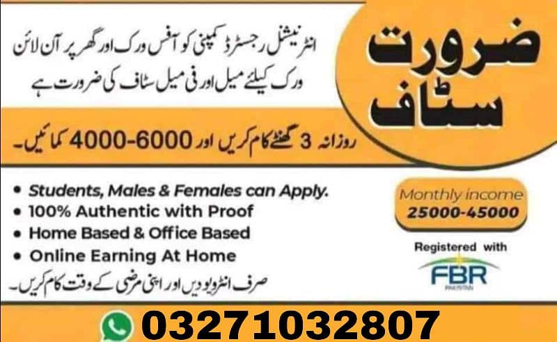 Male& Female staff required 0