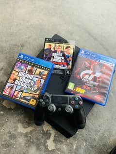 PS4 SLIM Original With GTA 5 premium edition and one more game 0