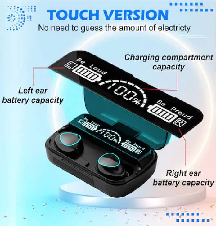 M10 TWS Wireless Headphones Touch Control Bluetooth,Waterproof 1