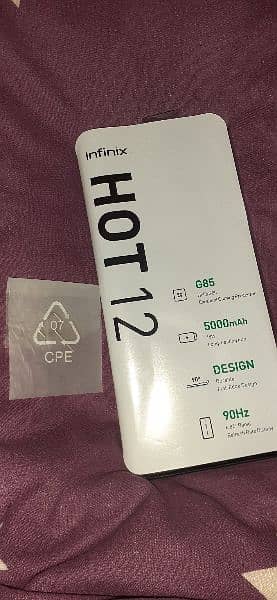 Infinix hot 12,128GB+6GB new condition with box , charger, SIM pin 2