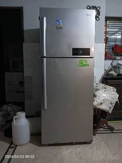 silver colour LG refrigerator