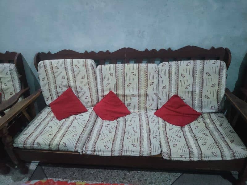 Sofa set wood , 3 piece with 2 single 1