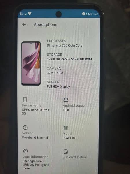 Oppo Reno 10 Pro Plus 5G.  10/10 condition. 12 GB Ram & 256 Rom 5