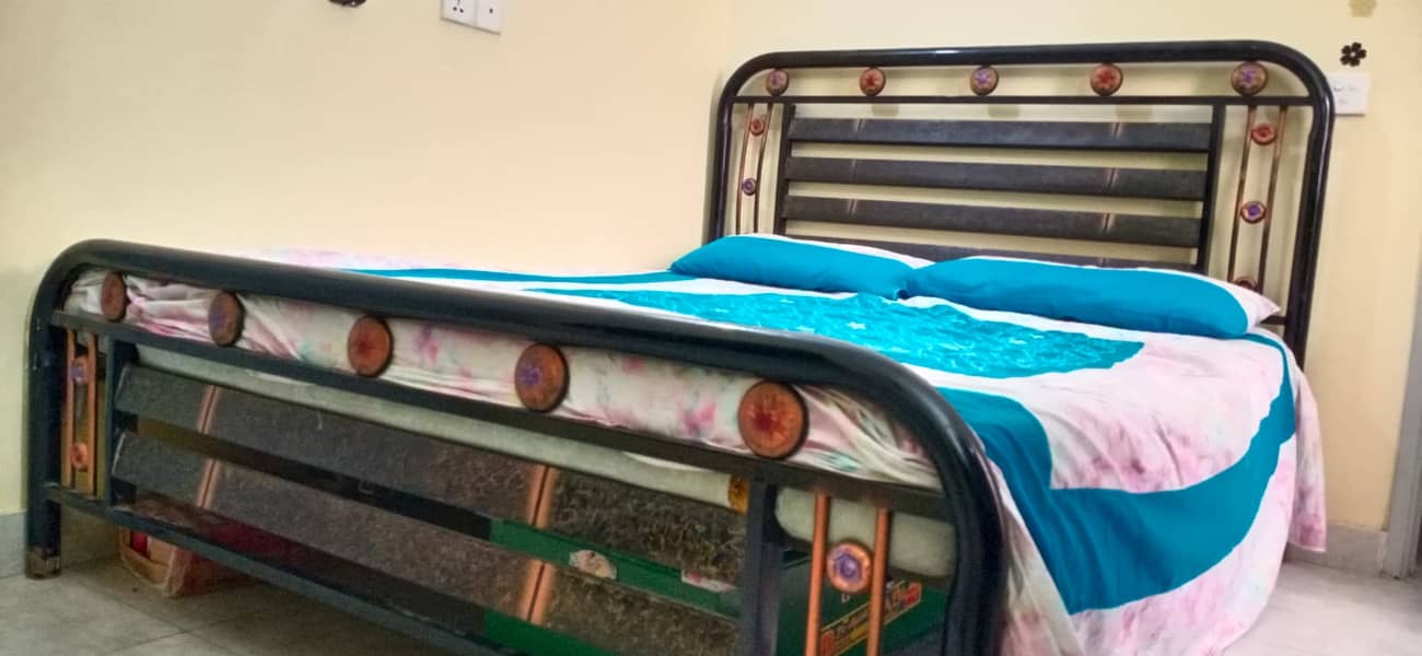Iron Double Bed with Mattress 1