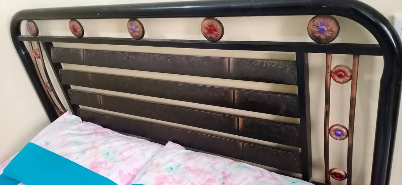 Iron Double Bed with Mattress 2