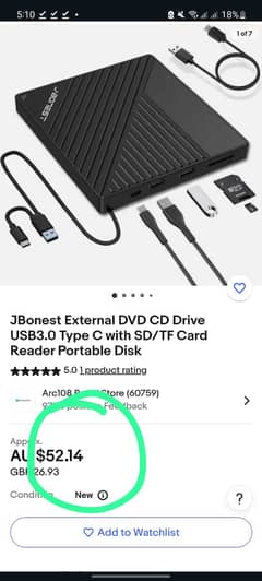 New Imported JBonest  External DVD Drive USB 3.0 Type C 0