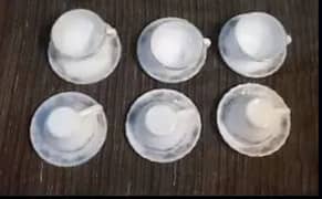 6 pcs tea cup & 6 pcs socer & 6 pcs Qurter Plates  ( Made In Korea )