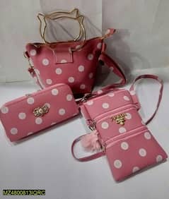 3 pc pink polka dot purse set 0