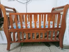 WOODEN COT WITH MATTRESS  FOR SALE 4FT