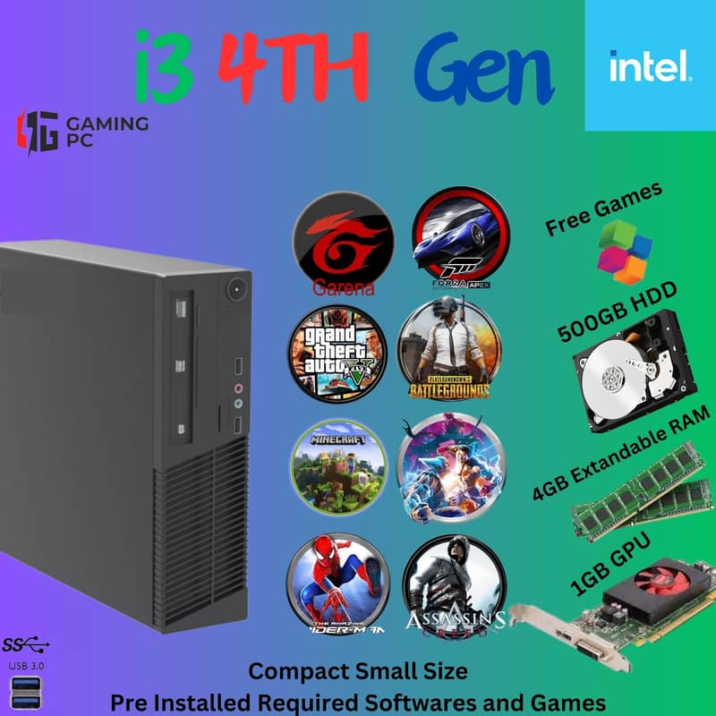 Lenovo Gaming PC with core i3 4th generation 4GB RAM /1GB Graphic Card 1