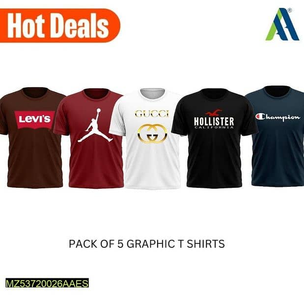 Jersey Graphic T-Shirt - Pack Of 5 1