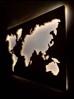 World Map Wall Hanging - Black Acrylic