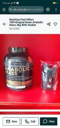 Nutrition fuel offers 100% orignal Kevin Anabolic mass 3kg with shaker