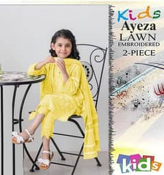 Girl's 2 pcs lawn Embroidered shirt and trousers suiy
