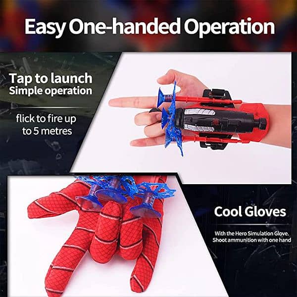 Spiderman Web Dart Shooter With Gloves Launcher Kids Spider Shooter 3