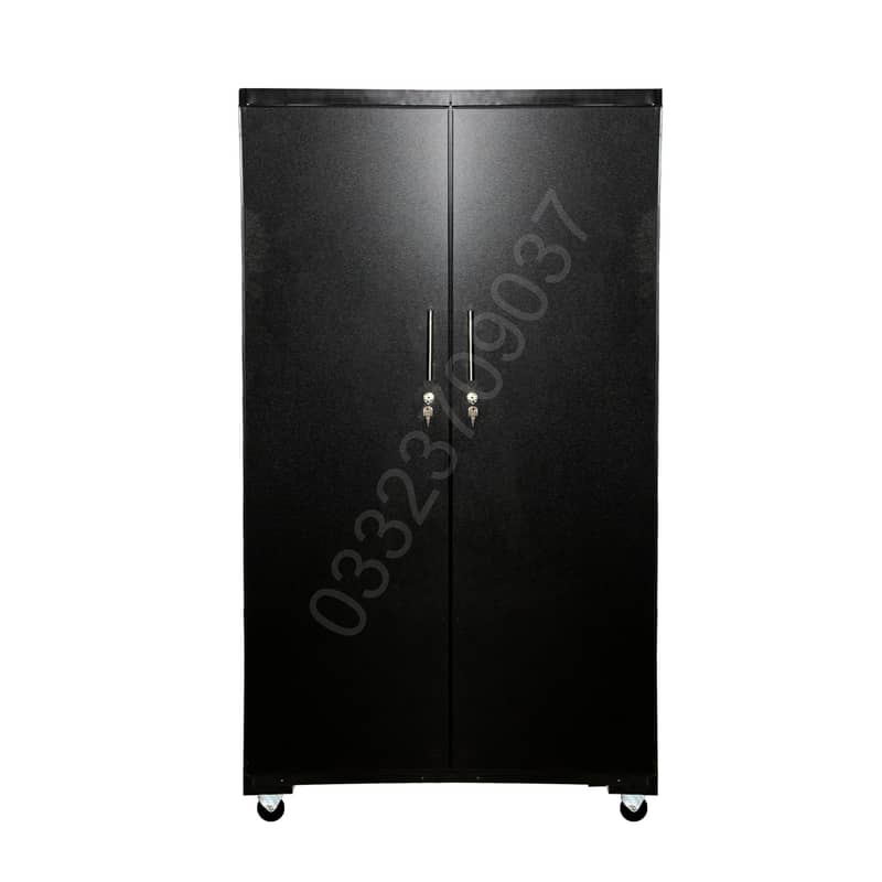 Fixed price Wooden 5x3 Feet two door cupboard wardrobe cabinet black 1