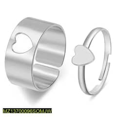 2 pes Trendy couple heart's Rings